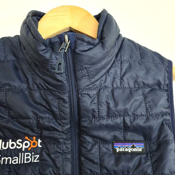 Patagonia Logo Nano Puff Navy Blue Vest Size S - Picture 3 of 10